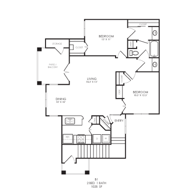 floor plan for a two bedroom apartment at The  Brixton