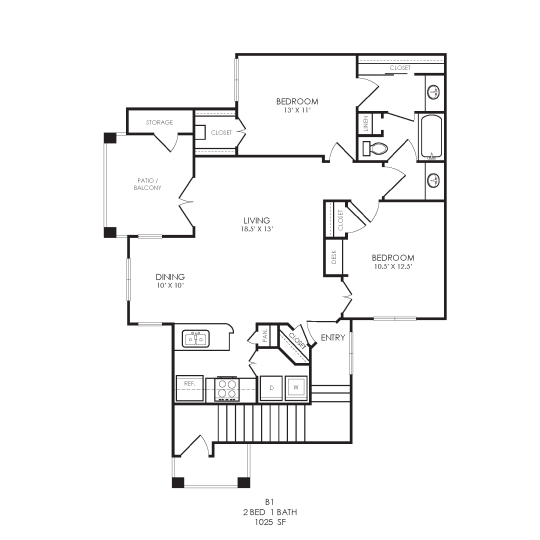 floor plan for a two bedroom apartment at The  Brixton