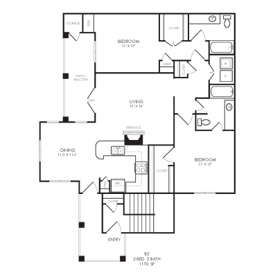 floor plan for the two bedroom apartment at The  Brixton